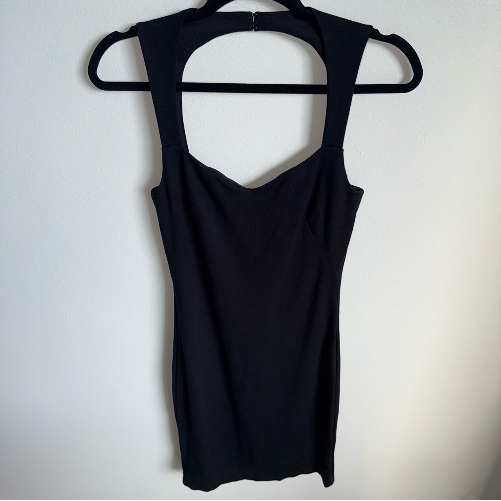 L'AGENCE Black Fitted Bodycon Dress, Midi, Sleeveless, Swoop Neck, Small Petite